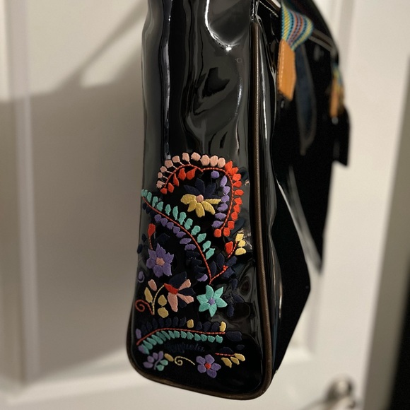 ✨Consuela Black Patent Embroidered Tote – Excellent Condition✨ - Picture 3 of 7